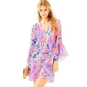 Lilly Pulitzer Silk Matilda Dress in Shimmering Pink-size XS